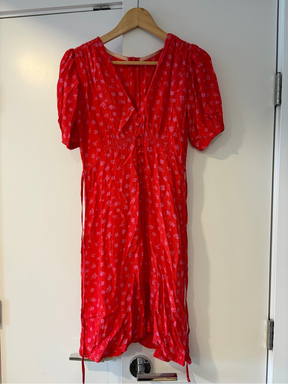 Faithfull the Brand Red Floral Midi Dress